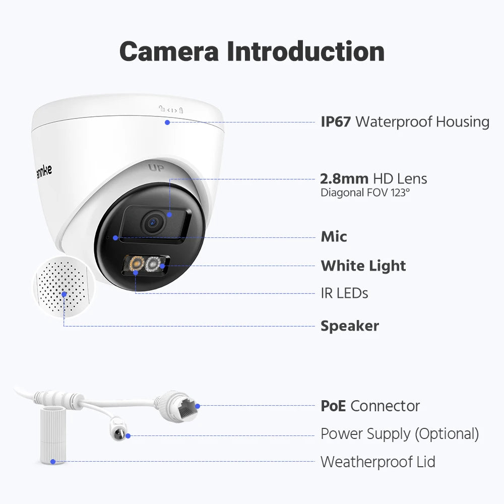 ANNKE Smart Home Security Camera 3K 5MP PoE Outdoor IR Night Vision EXIR Dome Cam with Person Vehicle Detection Audio Recording