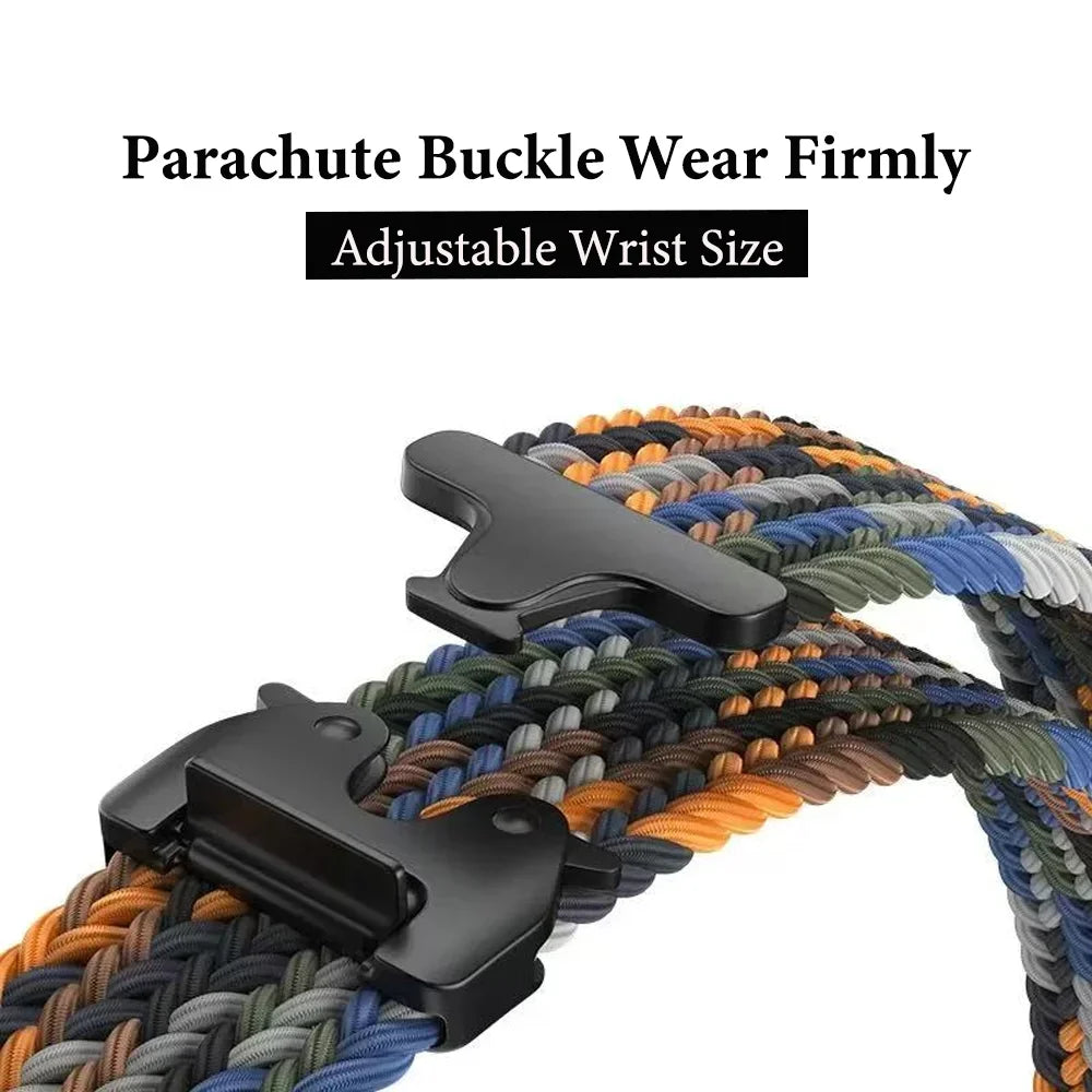 Nylon Braided Loop Strap For Huawei Watch 5 46mm GT5-4-3 Parachute Buckle Flexible Wristband For Samsung Watch 7/6/5/4 Bracelet