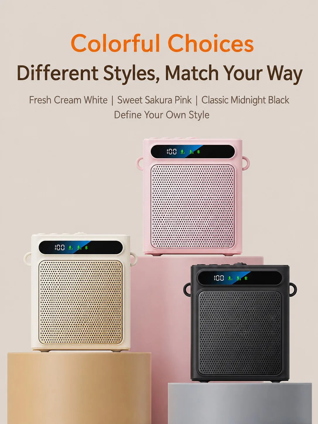Portable Voice Amplifier for Teachers, Wireless Dual Clip Mic Bluetooth Speaker 2500mAh for Classroom Meetings Tours