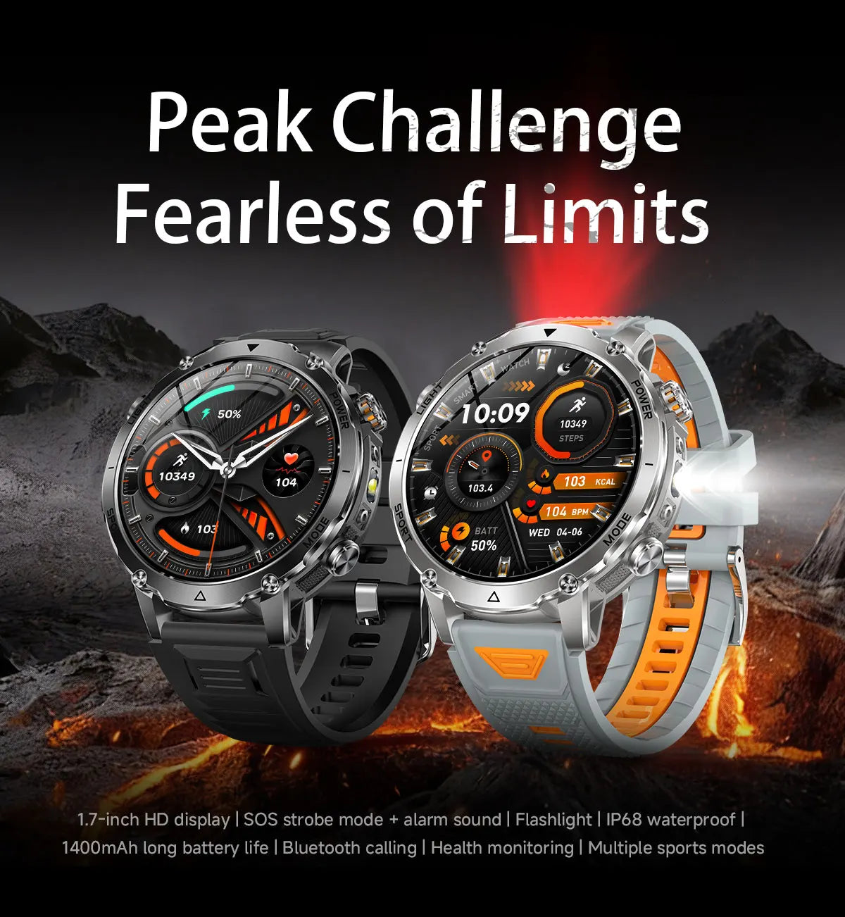 2026 New TANK Ultra 1400mAh Battery Military Smart Watch 10ATM Waterproof Heart Rate Tactical LED Flashlight Men Sports Bracelet