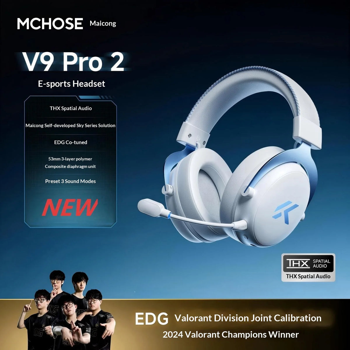 MCHOSE V9 Pro Headset with Microphone Three Mode Bluetooth Wireless Computer PC Gamer Headphones Accessories V9 Pro MCHOSE