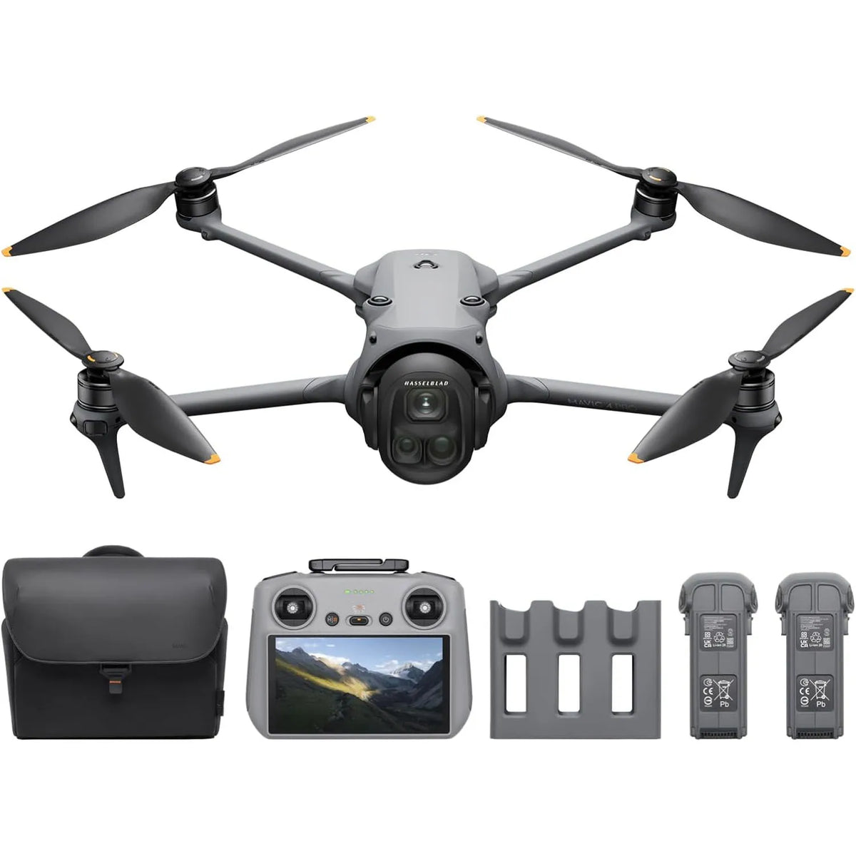 Refurbished DJI Mavic 4 Pro Flagship Tri-Camera Drone with 100MP 4/3 CMOS Hasselblad Camera, 30km/18.6mi Video Transmission, 51-Min Max Flight Time, Charging Hub, and More