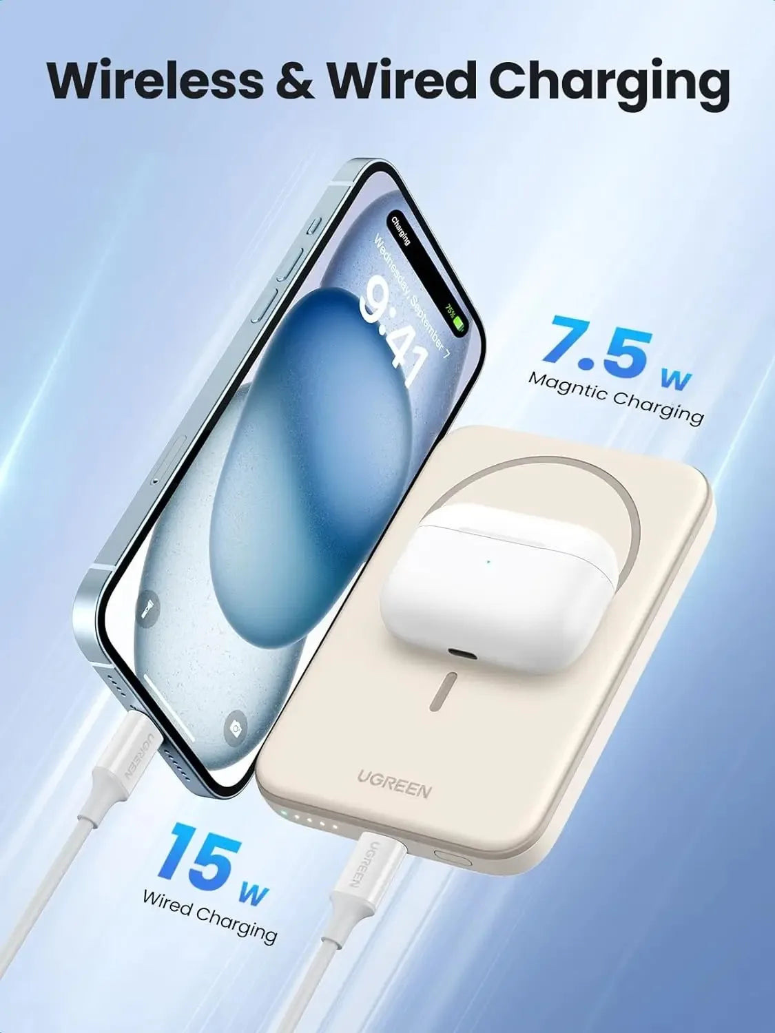UGREEN Power Bank 10000mAh Magnetic Slim Portable Charger External Battery Pack for iPhone Samsung