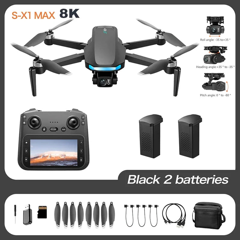 Original S-X1 GPS Drone 8K HD Professional Camera Three-axis Gimbal WIFI Obstacle Avoidance Quadcopter Brushless Toy Gift