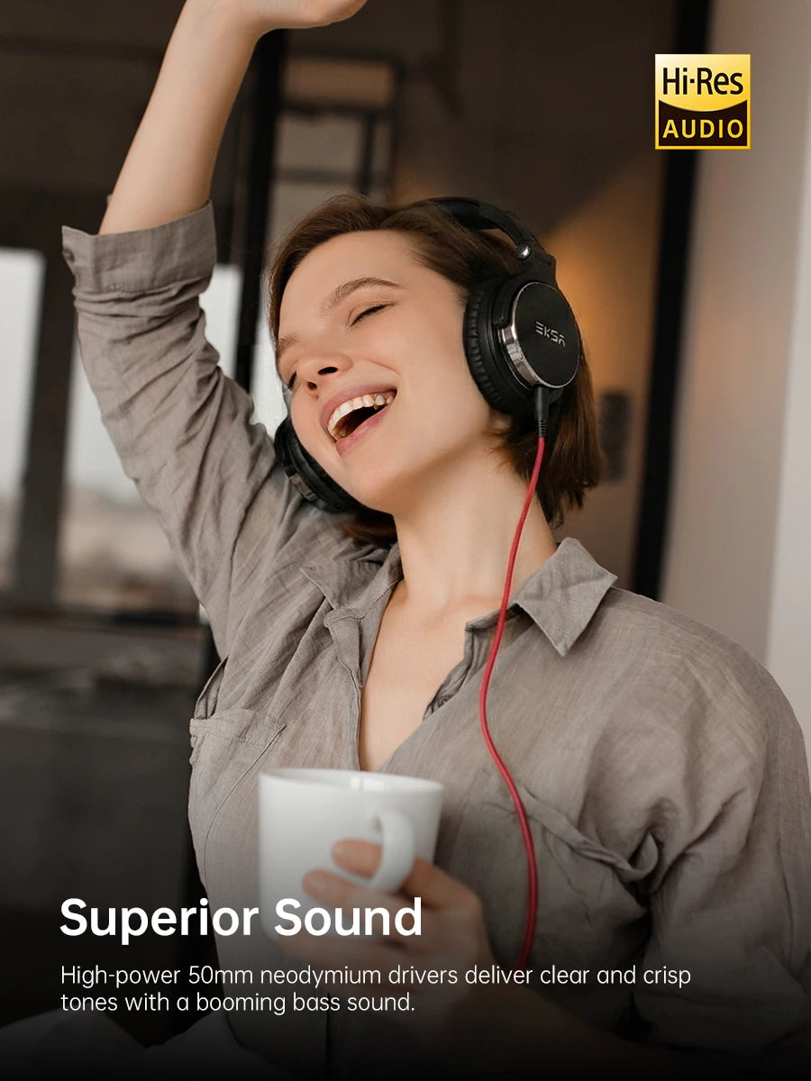 Oneodio EKSA P100 3.5/6.35mm Wired Studio HiFi Headphones Over Ear Professional Hi-Res DJ Monitor Headset With Mic For Guitar