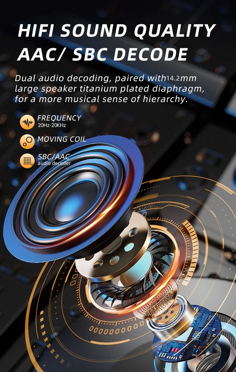 Sports Bluetooth Earphones Waterproof Wireless Headphones 75hrs Music with ENC Noise Cancellation Mic Soft Earhook TWS Earbuds