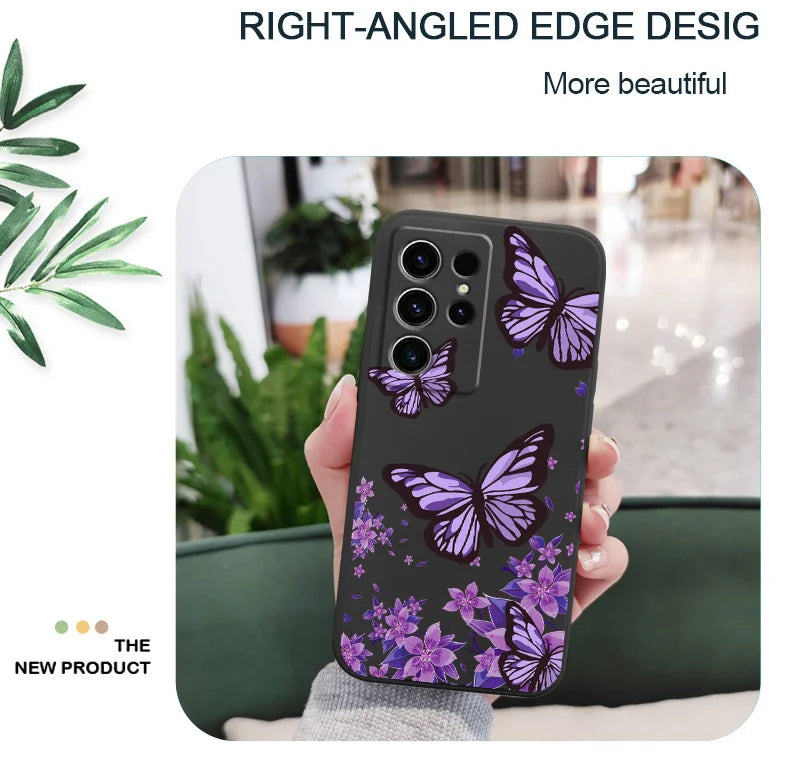 Dreamy Butterfly Phone Case For Samsung Galaxy S25 S24 S23 S22 S21 S20 Ultra FE S10 S10E Plus Note 20 Ultra Silicone Cover
