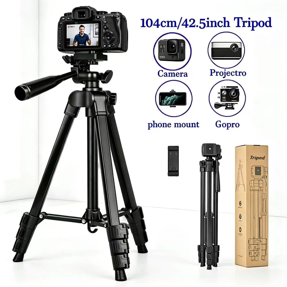 Lightweight Phone Tripod Camera Stand With Wireless Shutter Mobile Holder For Video Vlogging Photography
