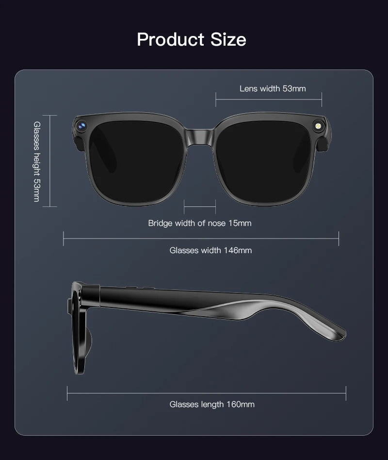 New AI Smart Glasses 8 Million HD Pixels Camera Photo 1080P HD Video Recording Sunglasses Call Music Play Men Women Glasses 2026