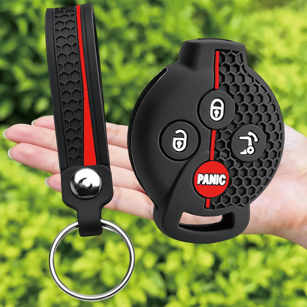 For Mercedes-Benz Smart Fortwo 451 Forfour 453 silicone car key fob cover with compact finger loop and key ring