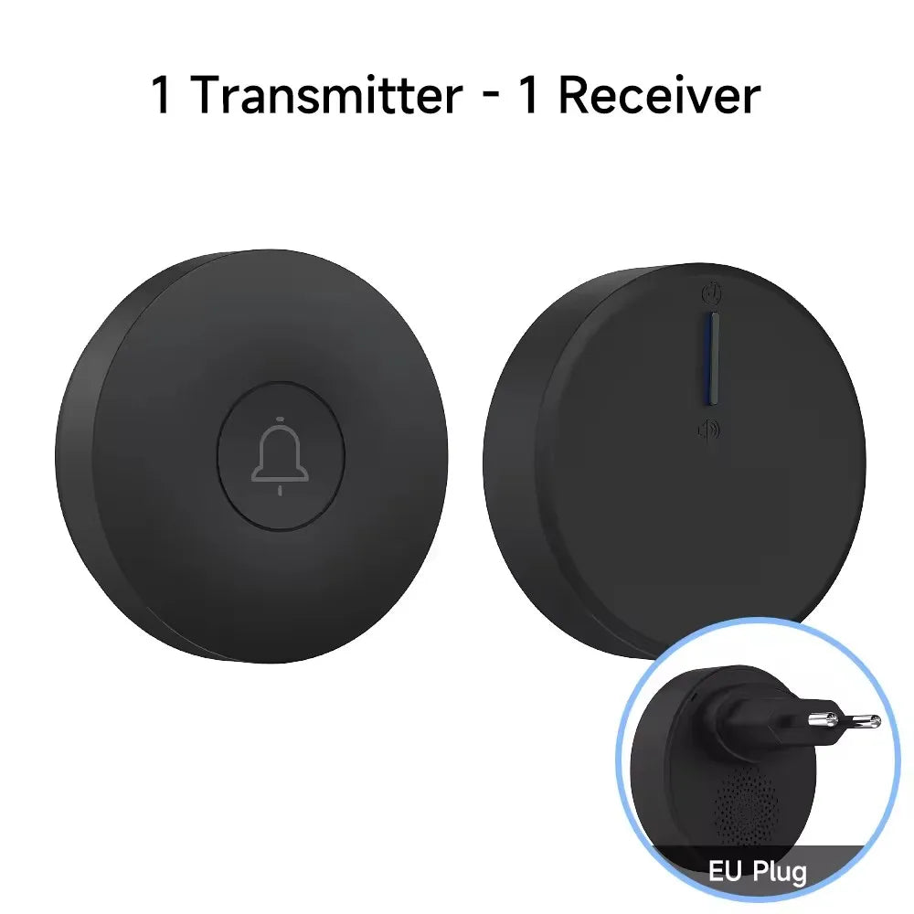 Outdoor Waterproof Circular Self Generating Wireless Doorbell Compatible With Ac 110v-240v Us/Eu Plug Ultra Long Distance Caller