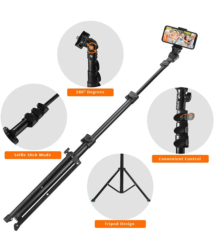 WEFOR Phone Tripod, Selfie Stick Tripod with Remote, Upgraded iPhone Tripod Stand & Travel Tripod, Solidest Cell Phone Tripod