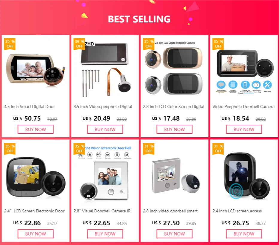 4.3" Inch Door Viewer Video Peephole Camera Motion Detection Monitor Digital Ring Doorbell Video-Eye Safety Recording