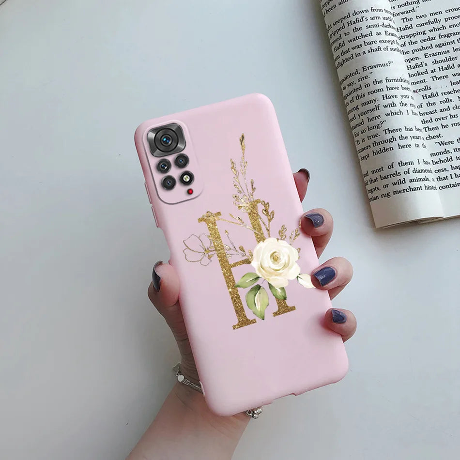 For Xiaomi Redmi Note 11 Pro Case Luxury Custom Name Letter Alphabet Phone Case For Xiaomi Redmi Note 11 11S Note11 Pro 5G Cover