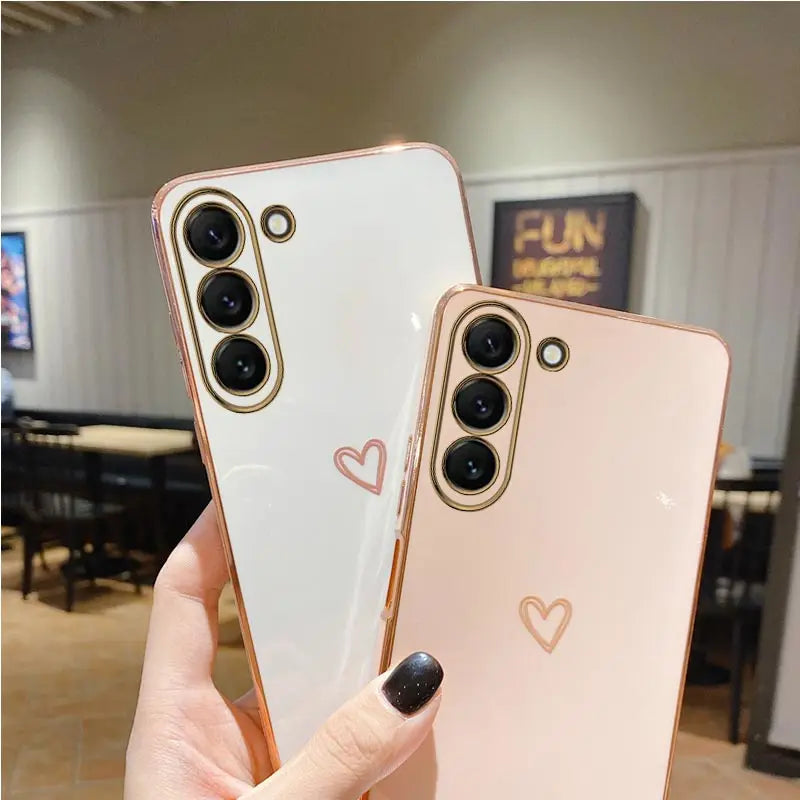S 24 Love Heart Plating Phone Phone Case On For Samsung Galaxy S24 Plus S24 Ultra S24+ S24Plus S24Ultra 5G Luxury Back Cover