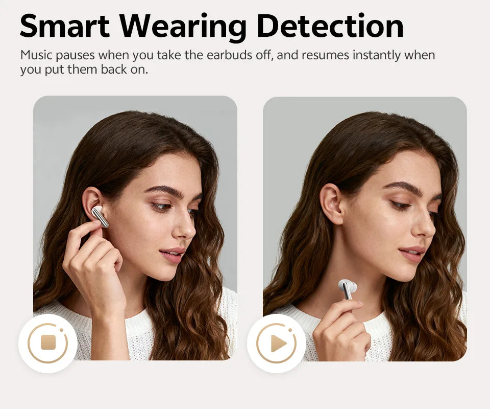 QCY MeloBuds N60 HT19 Wireless Bluetooth 6.0 Earphones 56dB Hybrid ANC LDAC Hi-Res Audio with Coaxial Dual Driver Earbuds 45Hrs