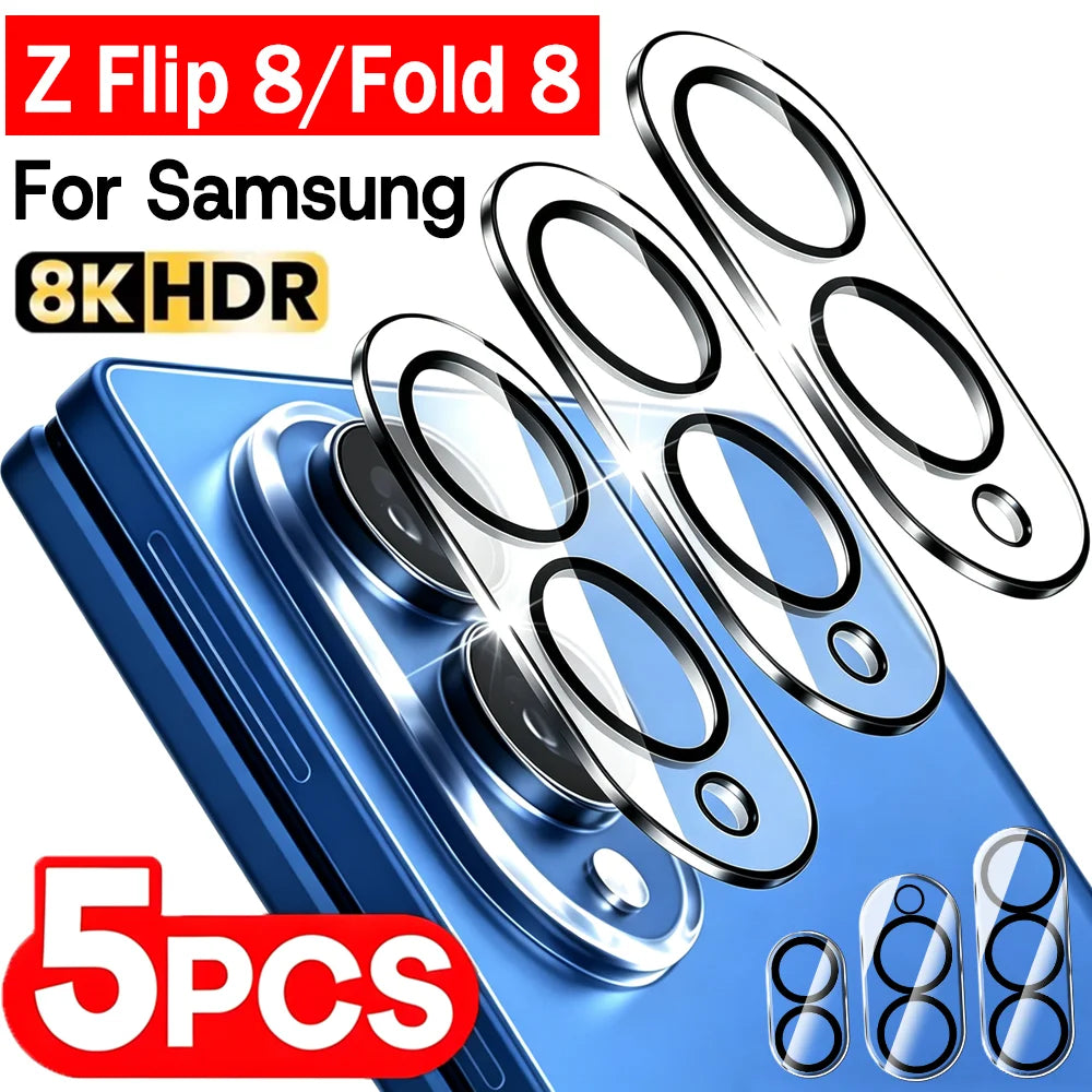 5-1PCS 3D Camera Lens Protector for Samsung Galaxy Z Fold 8 Wide Ultra Flip 8 HD Tempered Glass Lens Cover 9h Anti-Scratch Film