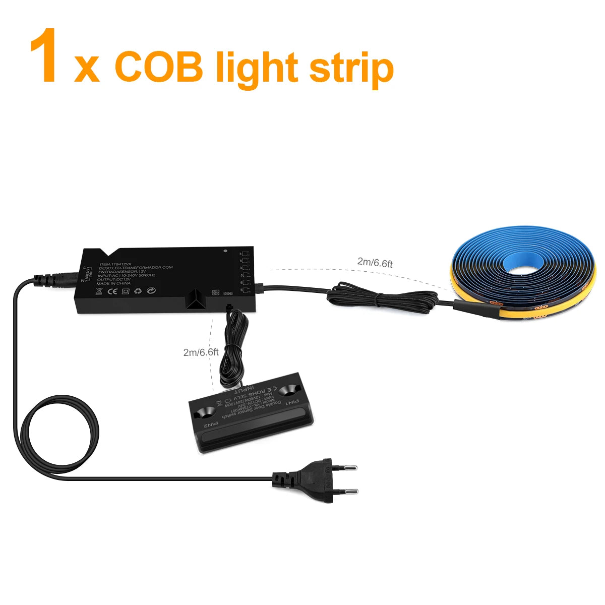 Door Motion Sensor COB Light Smart Switch LED Strip Night Light DIY Black PCB LED Tape Cabinet Wardrobe Lamp Staircase Backlight