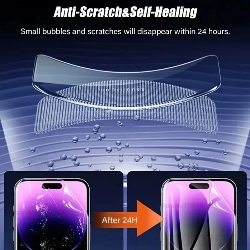 4pcs Full Cover HD Hydrogel Film for IPhone Air 15 14 13 Promax 11 12 Mini Screen Protectors for IPhone 17 Promax 17 Pro 16 Plus