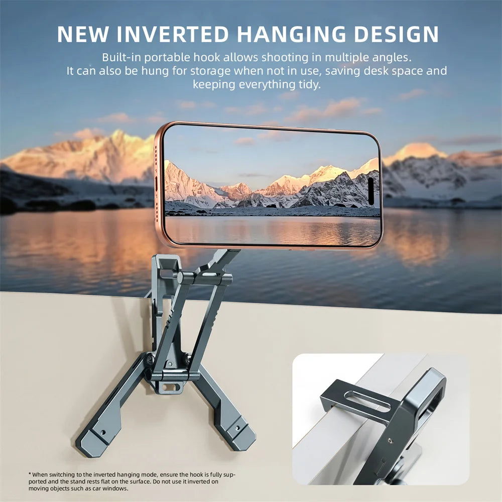 LEAPLIGHT Dual Side Magnetic Tripod Overhead Phone Holder with Hook Design Hanging Phone Tripod Stand for Iphone Android