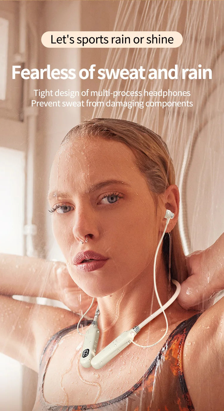 BT-12 Wireless Bluetooth Earphones Sports Headphones Card Insertion Digital Display Noise Cancelling Headset HiFi Music Earbuds