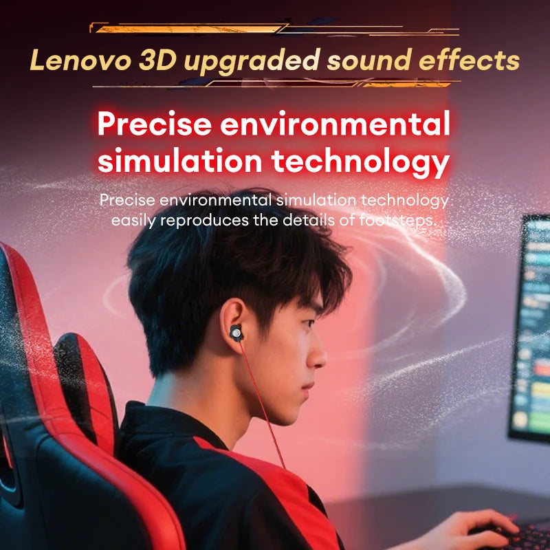 NEW Lenovo YF46 Wired Headphones In-Ear Gaming Earphones 3.5mm/Type-C Lightweight Earbuds With Mic For Mobile Phones Computers