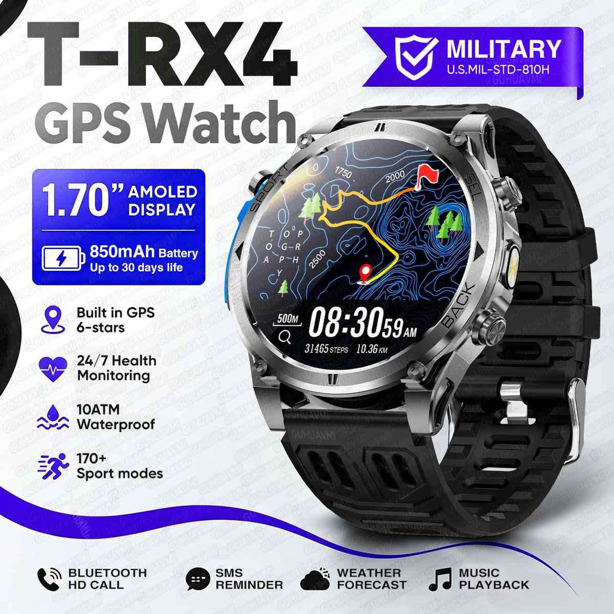 2026New T-RX4 Ultra GPS Smart Watch For Men 6-star GPS Positioning 10ATM Waterproof 850mAh Battery Compass 170+Sports Smartwatch