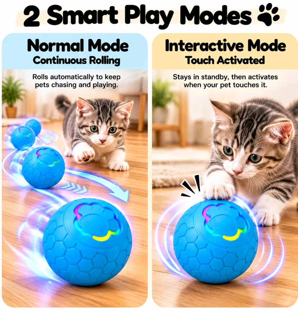 Interactive Smart Pet Toy Ball Motion Activated Hunting Toy Automatic Rolling Color Changing Self Entertainment Cat Small Dog