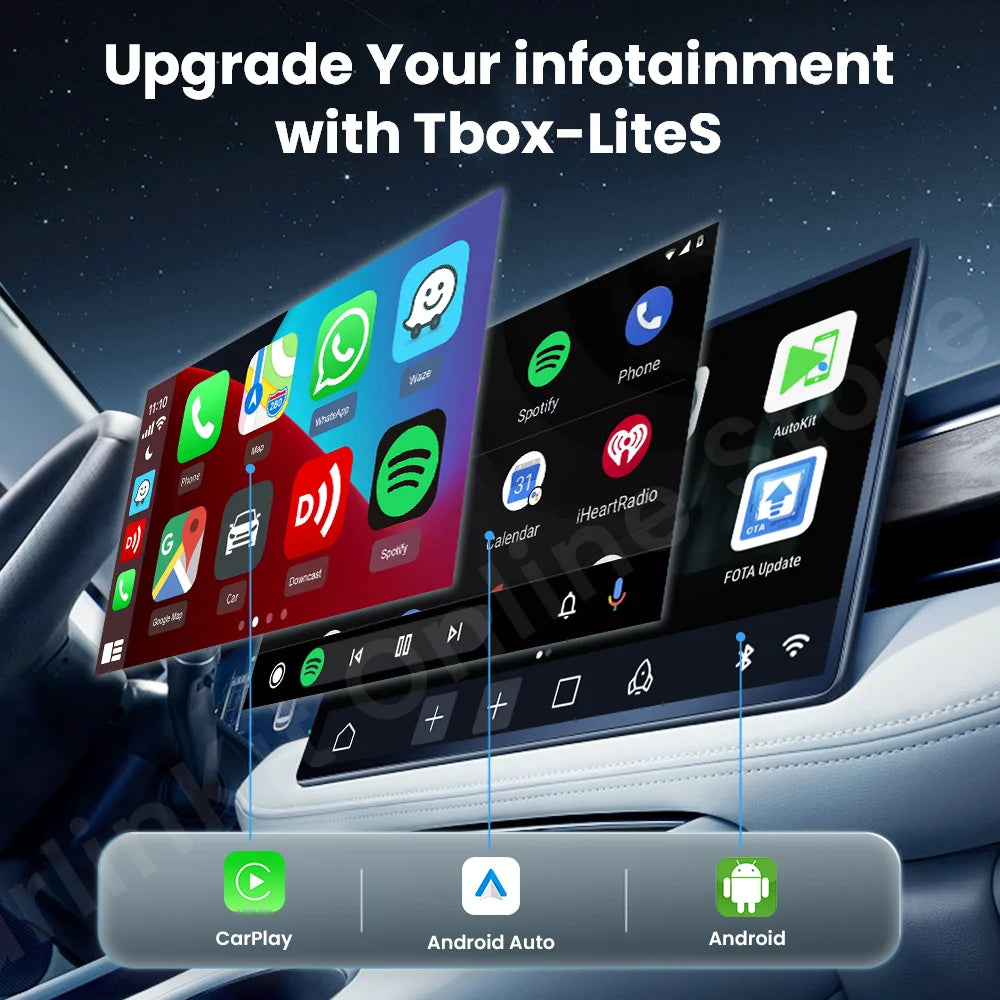 CarlinKit LiteS Android Tv Box Wireless Carplay Android auto Adapter Support Youtube Netfilx IPTV Spotify Car Radios Accessories