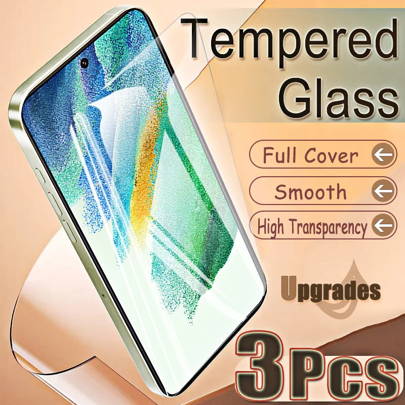 Upgrade 3PCS Fingerprint-Unlock Protect 9H Tempered Glass For Samsung Galaxy S21 FE S 21 5G Anti Explosion Screen Protector Film