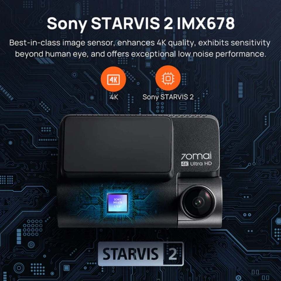 70mai A810S 4K Dash Cam IMX678 Dual HDR Supercapacitor 4G LTE Remote Control Wi-Fi 6 5GHz Voice Control GPS ADAS Car Camera