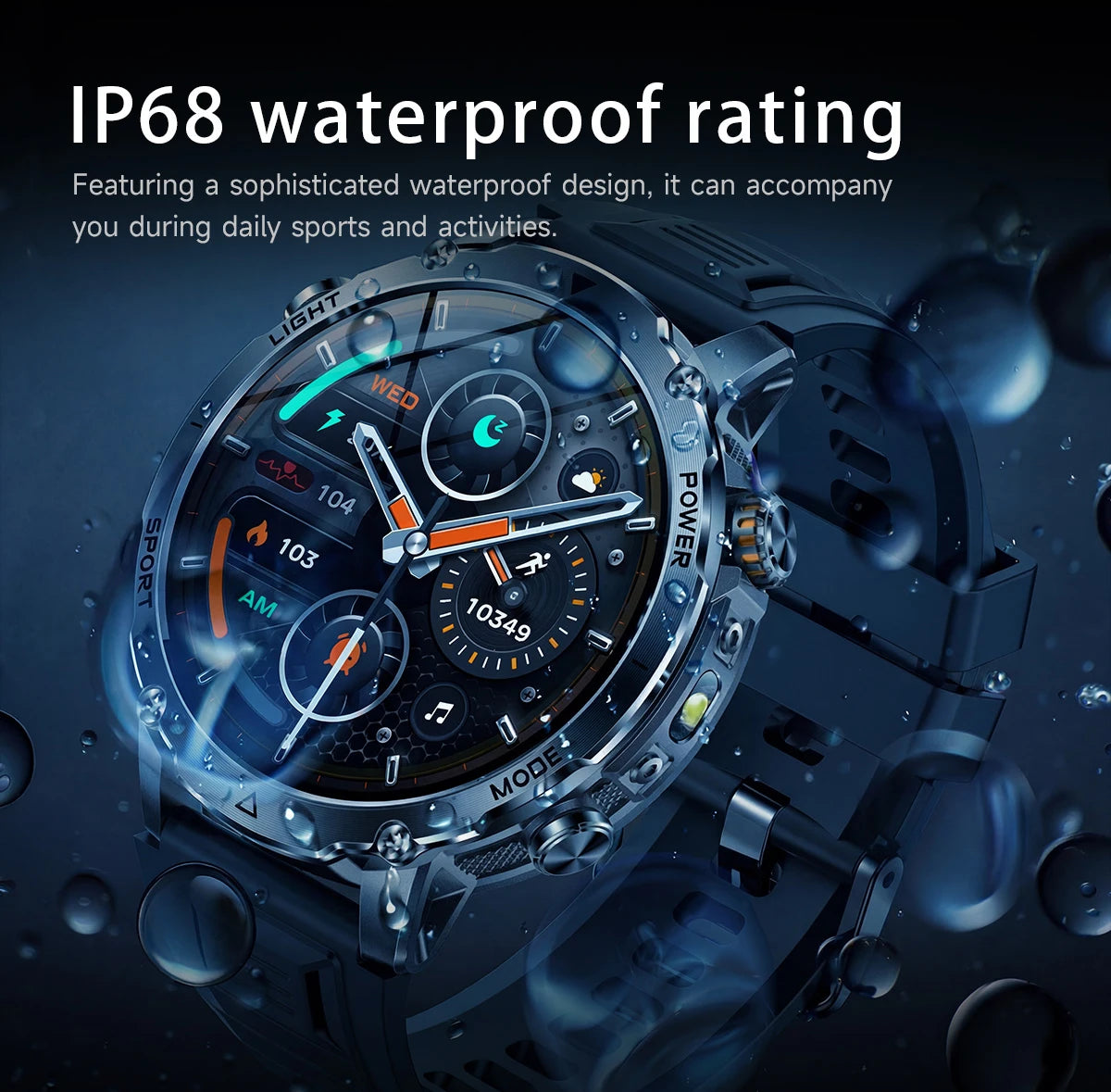 LIGE New 1400mAh Battery Smart Watch Men BT Call Waterproof Heart Rate Monitor Flashlight & SOS Red Light Sports Smartwatch Men