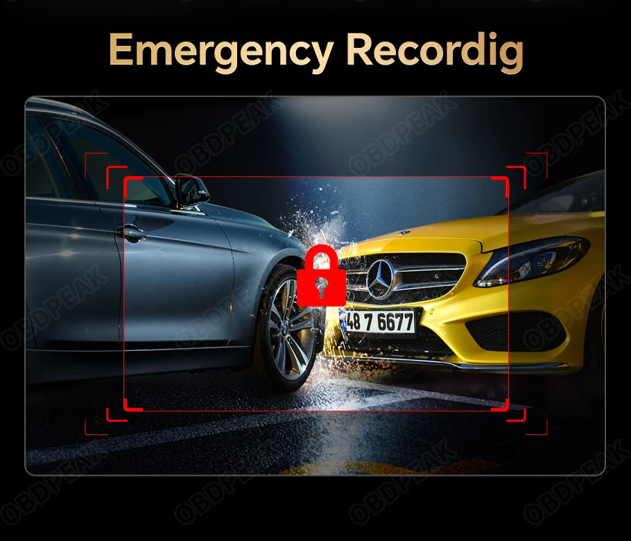 OBDPEAK 3 Camera Dash Cam 4K Car DVR Front Inside Rear 1080P GPS Tracking Night Vision Video Registrator Dashcam Parking Monitor