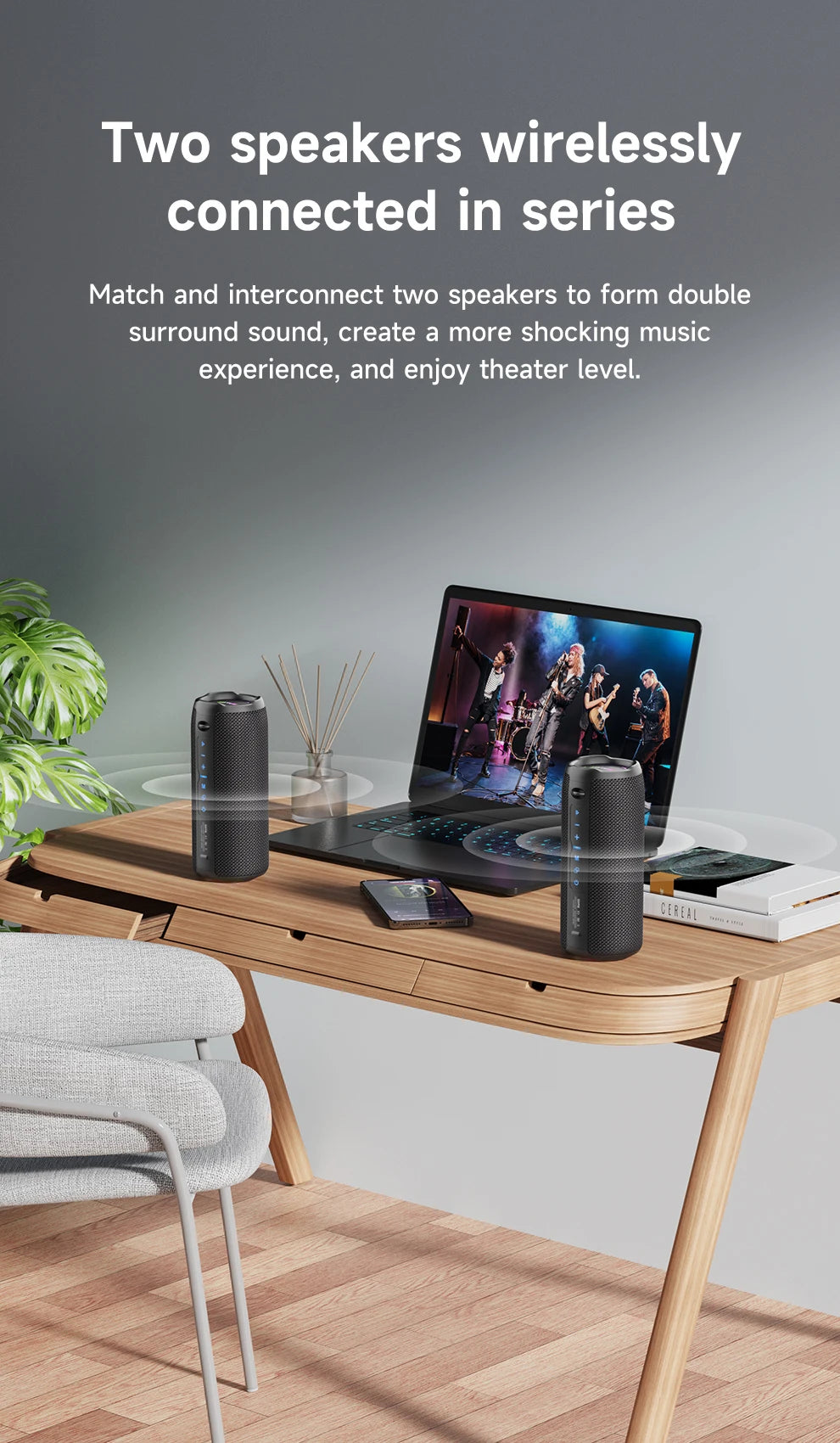 ZEALOT-S49PRO Portable Bluetooth Speaker 20W IPX6 Waterproof Powerful Sound Box Bass Boost Dual Pairing True Wireless Speaker