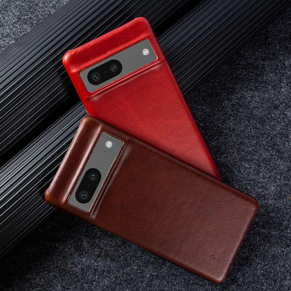 For Google Pixel 7 Case Luxury Oil Wax Genuine Leather Cover Pixel 6A 8Pro 7Pro 5A Capa Protective Etui Back Coque Carcasa Shell
