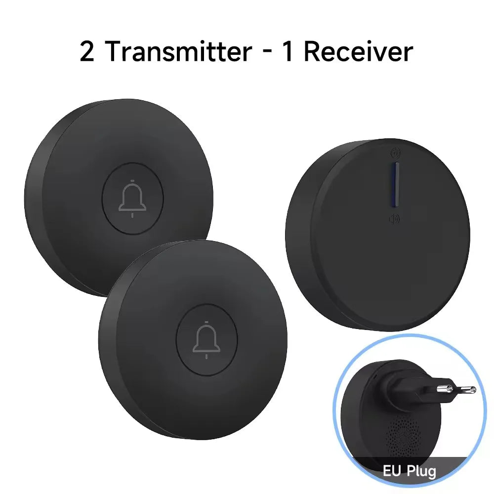 Outdoor Waterproof Circular Self Generating Wireless Doorbell Compatible With Ac 110v-240v Us/Eu Plug Ultra Long Distance Caller