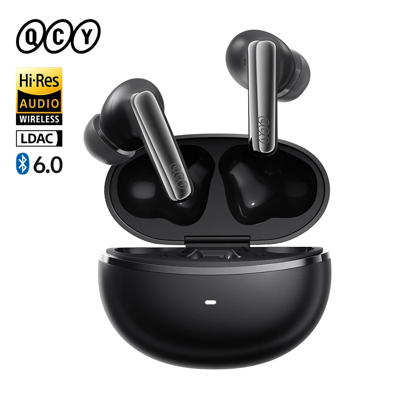 QCY MeloBuds N70 Adaptive ANC Wireless Earbuds Bluetooth 6.0 LDAC Hi-Res Audio 6 Mics Wireless Charging Earphones 50Hrs IPX5