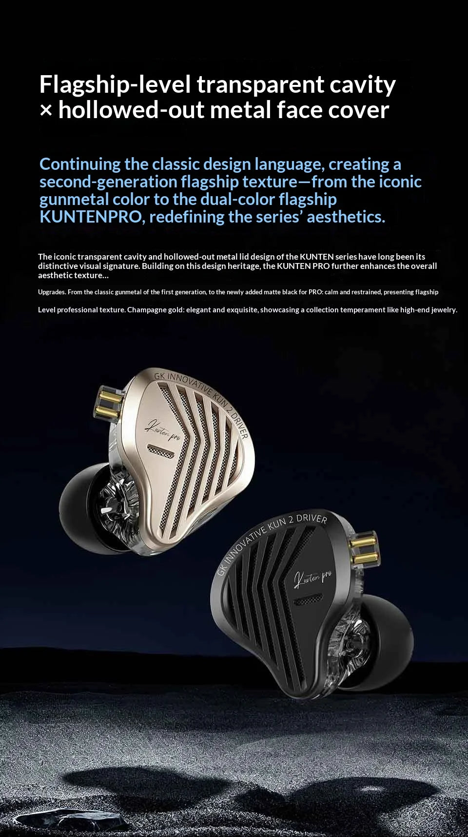 Genuine GK KUNTEN PRO HiFi In Ear Earphones Second Generation Dynamic Driver Long Stroke Bass Wired Headset For Music Audiophile
