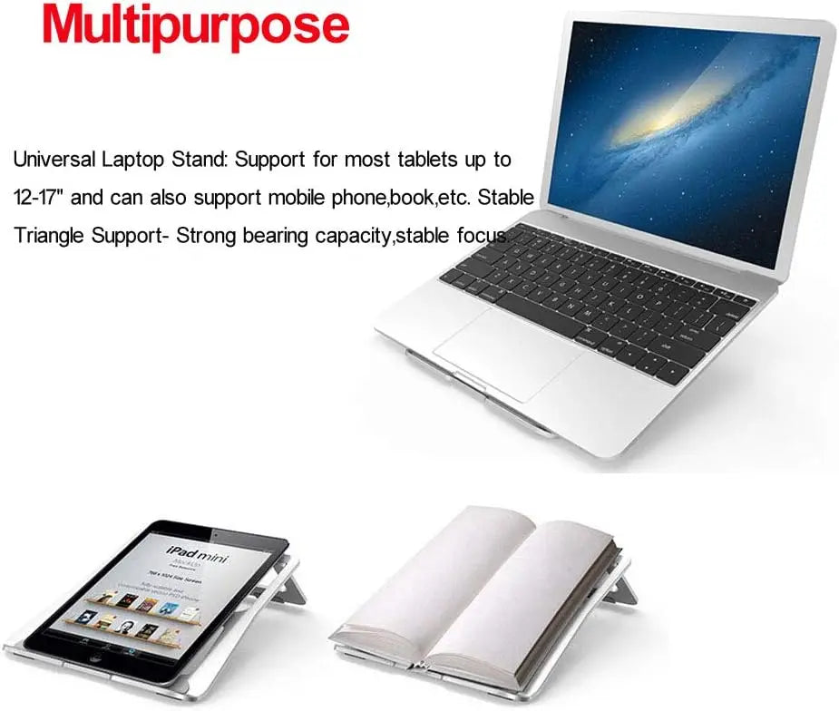 Ergonomic Aluminum Alloy Laptop Stand Foldable Adjustable Desktop Riser Cooler Bracket for 10-17 Inch MacBook Notebook PC Holder