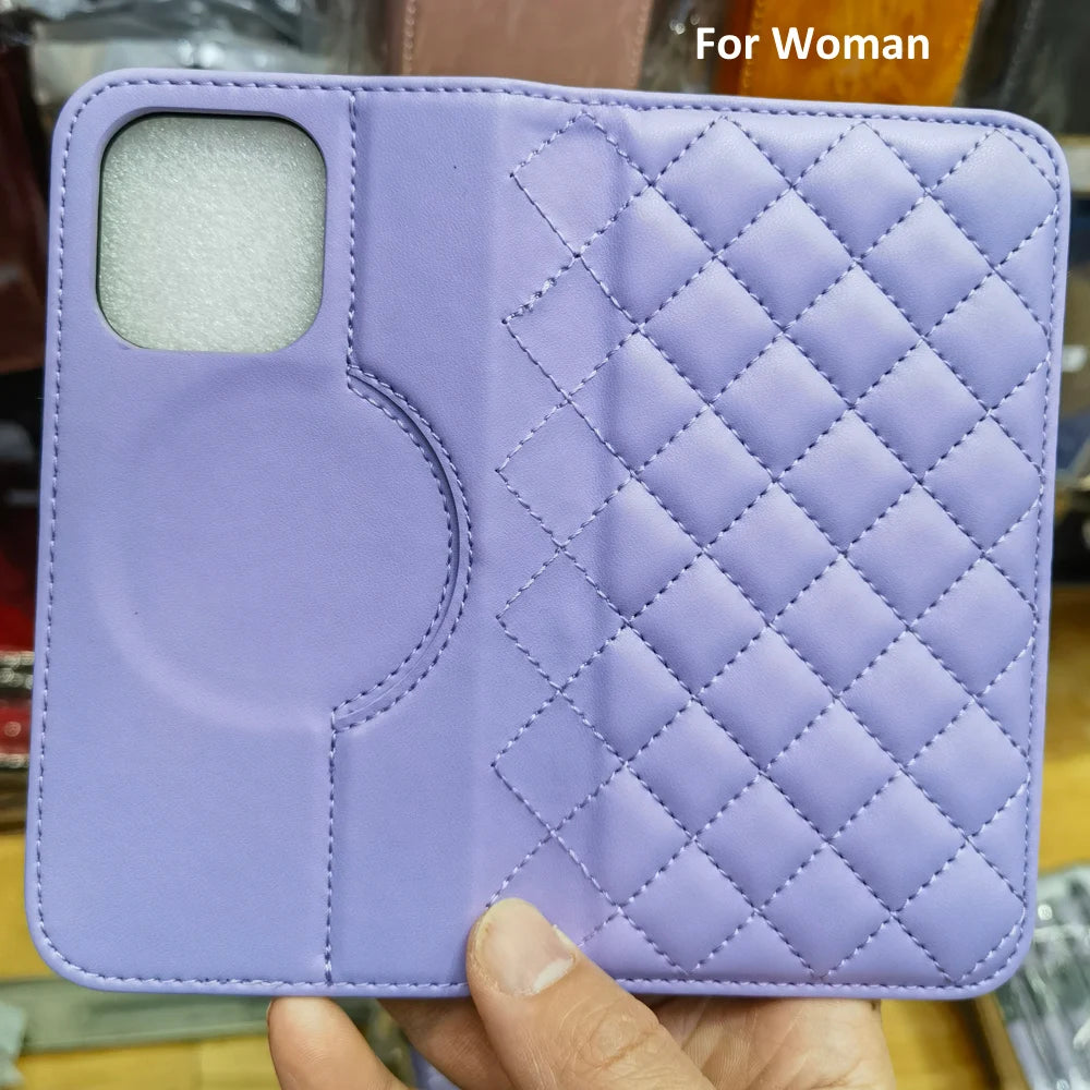 For Magsafe Wallet Leather Flip Case For iPhone 12 13 14 15 16 Pro Max mini Magnetic Wireless Charging Book Folio Cover
