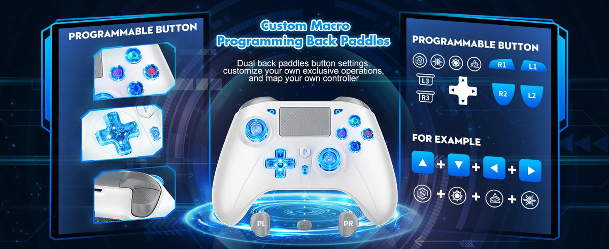Game Controller For PlayStation 4/PS4 Pro/Slim/PS3/PC/IOS/Switch Wireless Gamepad,W/Turbo Dual Vibration 6-Axis Gyro 3.5mm Jack