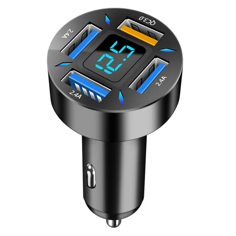 PD Quick Car Charger QC3.0 2.4A 4 Ports USB Fast Charging Car Adapter Cigarette Lighter Socket Splitter For iPhone Xiaomi