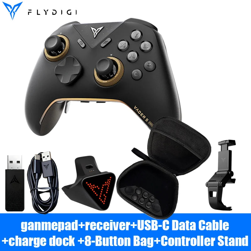 Flydigi Vader 5 Pro V2 Global Version Wireless Bluetooth Gamepad for PC NS Mobile + 2nd Gen Phone Holder | Phone User Optimized