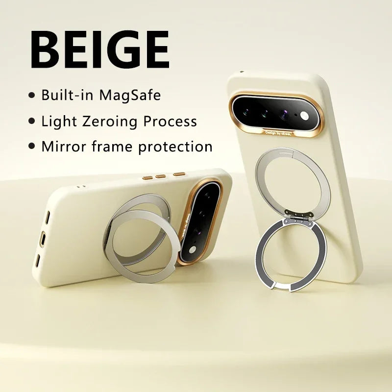 360 Rotating Bracket Liquid Silicone for Magsafe Phone Case for Google Pixel 11 10 Pro XL 10A Magnetic Wireless Charging Cover