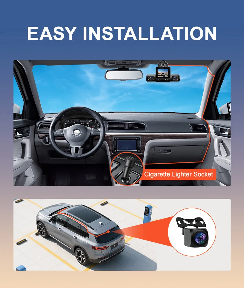 HD1080P 4channels Dashcam 2inch IPS Car Camera Night Vision Recording Auto DVR Loop Dash Recorder Vehicle Accessories