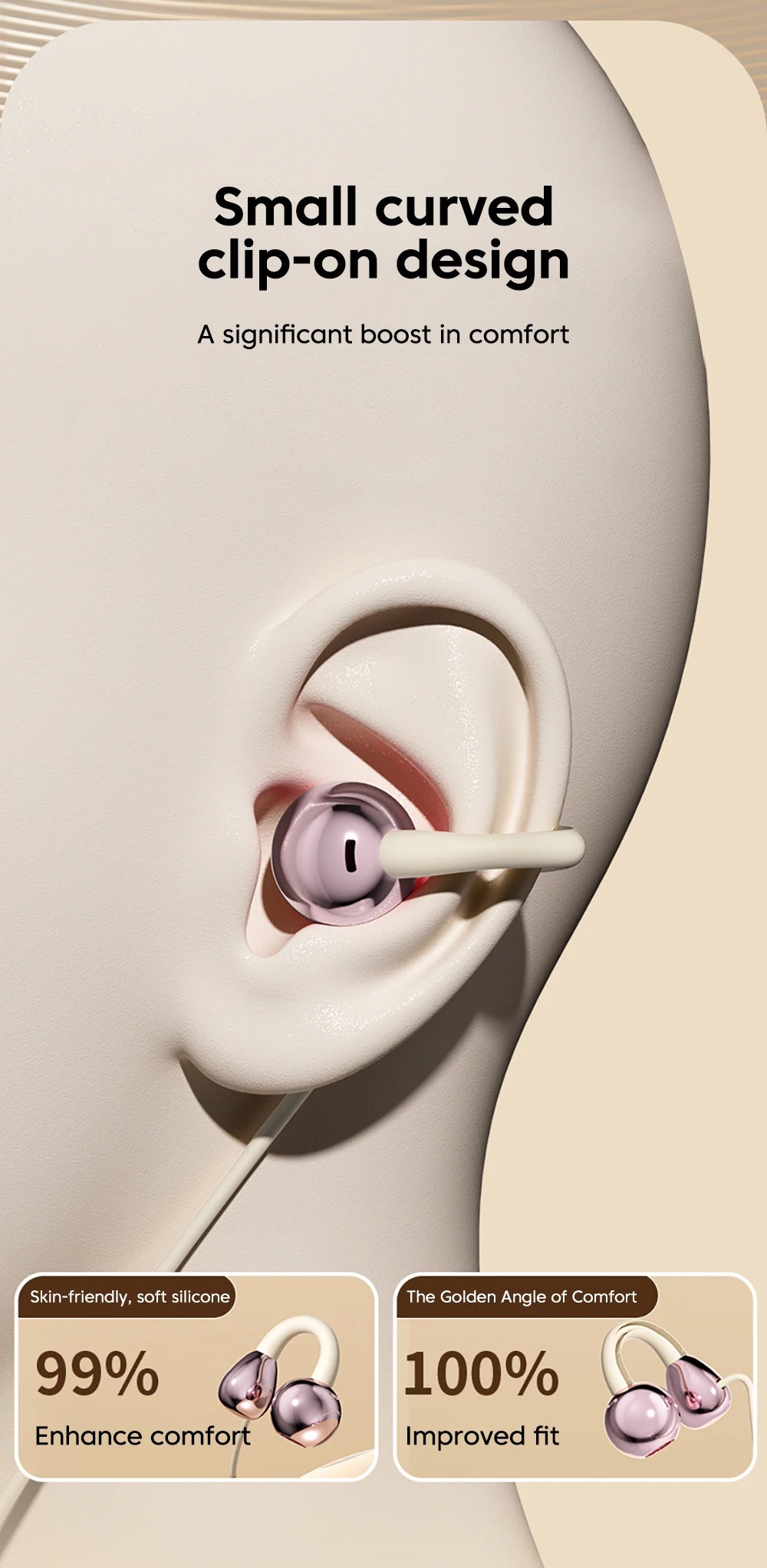 Ear-clip Style Wired Headphones Type-C/3.5mm Wired Earphones With Mic Earclip Earbuds USB C Built in DAC Headset For iPhone17-15