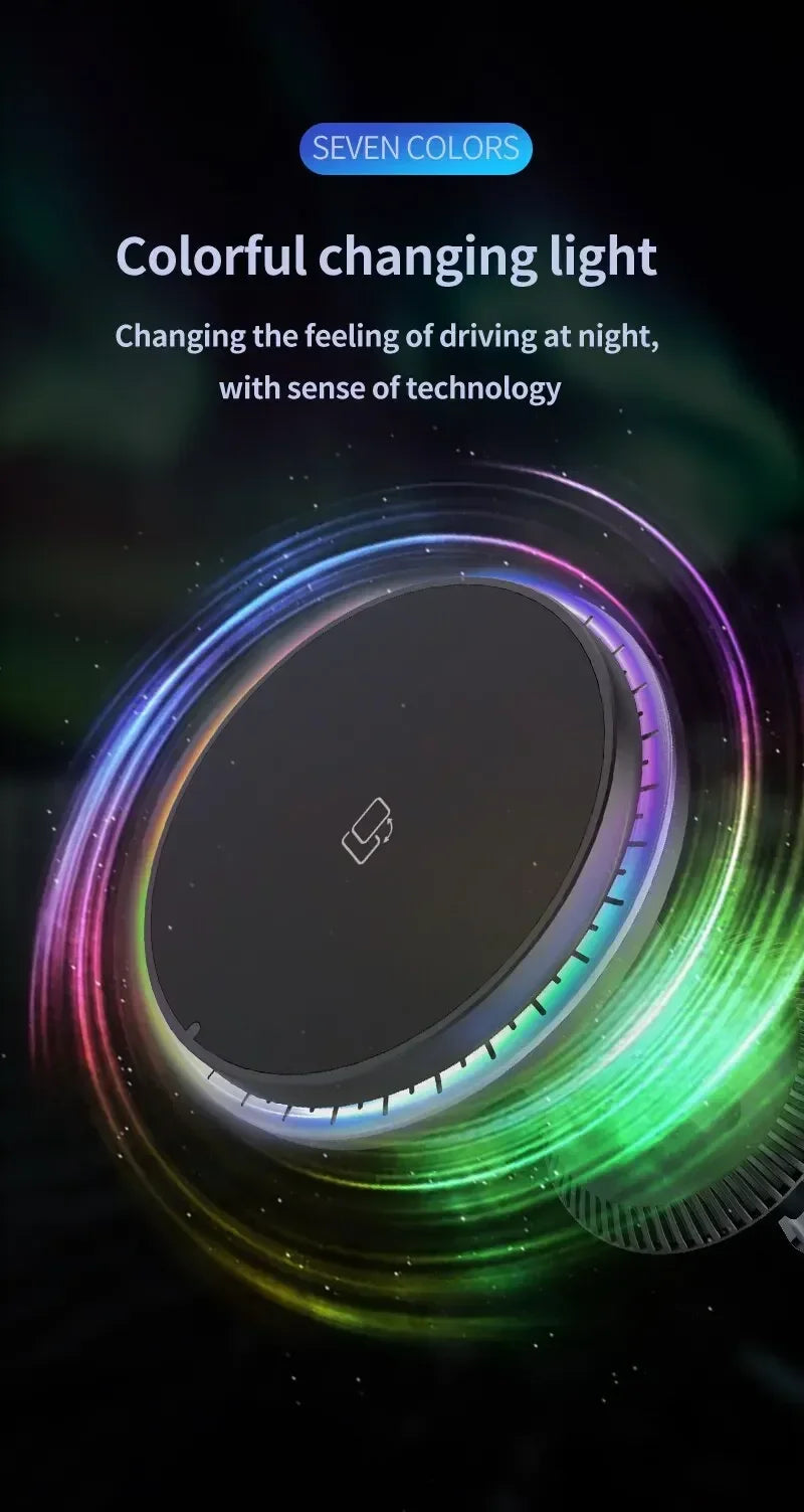 LED/RGB Magnetic Car Wireless Charger For iPhone 12 13 14 15 Pro Max Macsafe Car Phone Holder Stand Mount Fast Charging Station