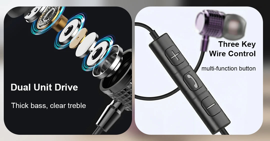 USB Type C Earphones HiFi Heavy Bass Earbuds Metal In Ear Noise Reduction 3.5MM Wired Headphones For Samsung S25 24 Z Fold7 Flip