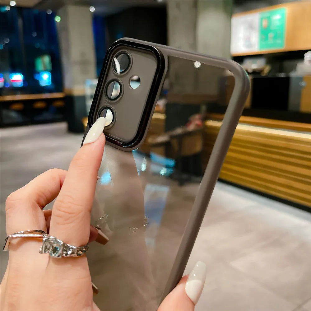 Phone Case For Samsung S23 Ultra S20 S21 FE S22 Plus M13 M33 M53 M14 M54 A31 Camera Protection Film Transparent Silicone Cover
