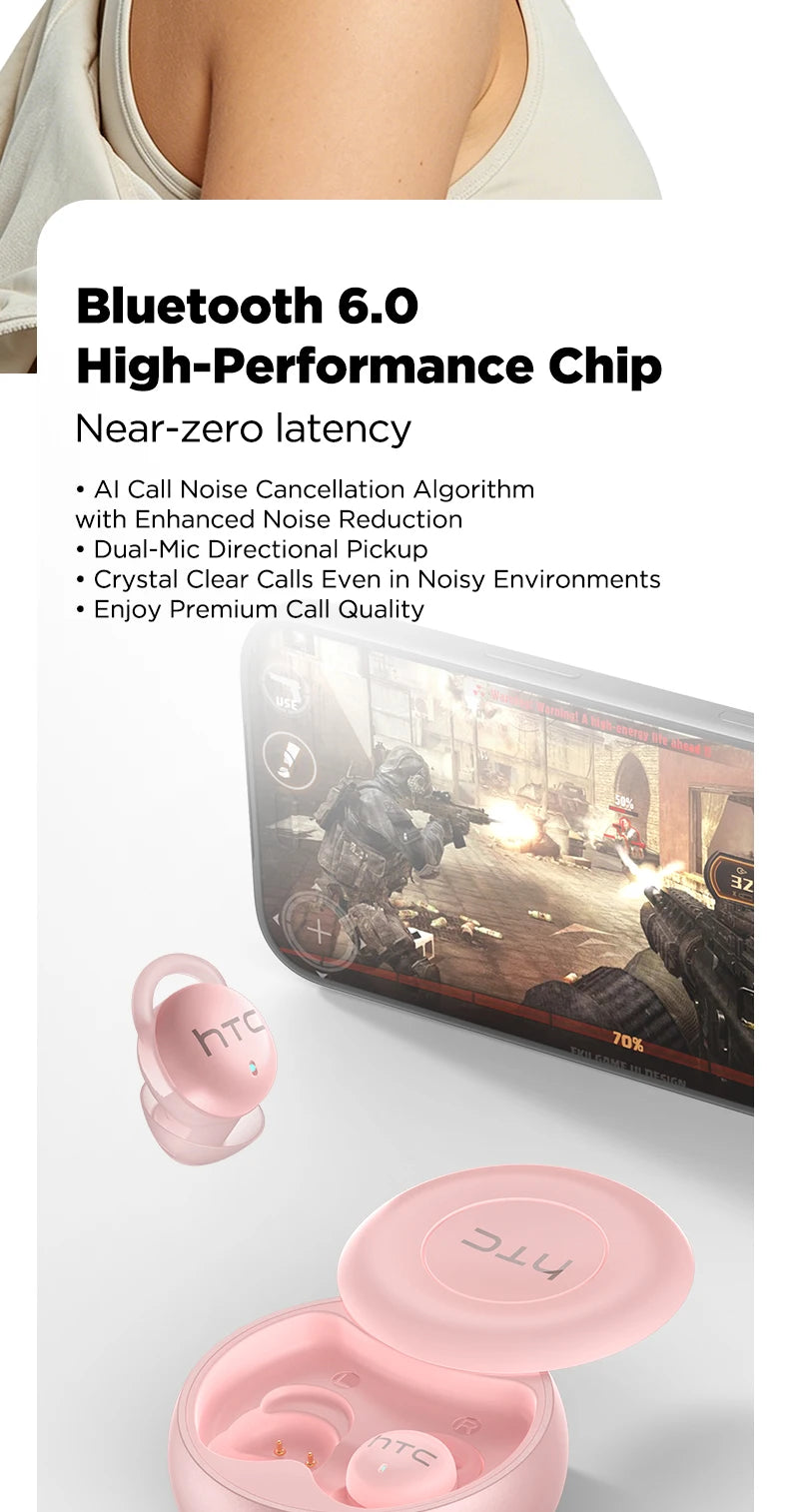 HTC NE91 Ultra Light TWS Bluetooth Sleep Headset ANC Active Noise Cancellation Sleep Aid Earbuds Relieve Insomnia Anti Noise